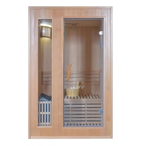 Bagno Italia Sauna Finlandese con stufa Sawo 120x110 cm struttura in legno canadese e porta in vetro
