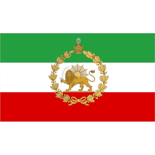 Iran Flagge mit Löwe Sonne und Krone 90x150 cm Historische Persien Fahne Pahlavi 150D Polyester