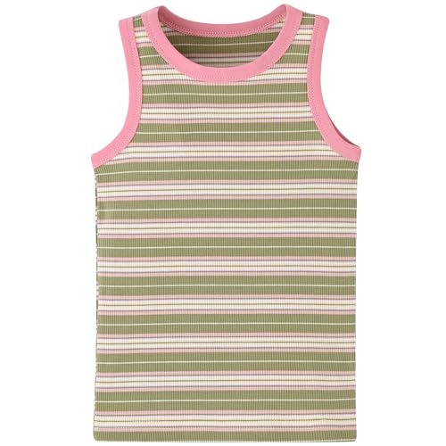 Image of BINIDUCKLING Toddler Tank Top Girls Summer Cute Striped Sleeveless Top 24 Months-8 Years