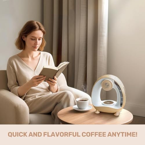 Image of Coffee Maker with Single Serve Pod and Grounds, 2-in-1 Coffee Maker, Compatible with K-Cup Pod & Coffee Grounds /Tea, Compact Design, 120-240ml Capacity (Cream)