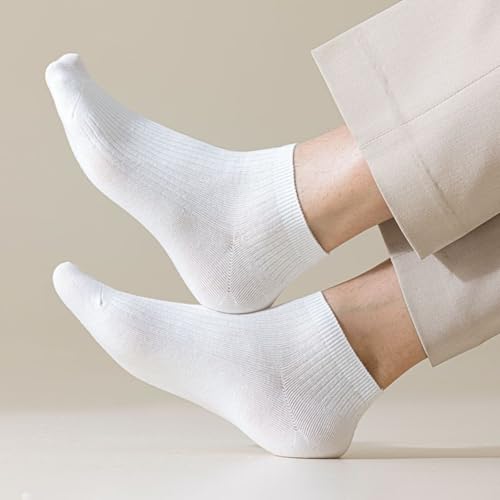 5 Pairs of Men's Ankle Socks, Thin Breathable Cotton Socks, Solid Color Casual Socks, Business Socks4