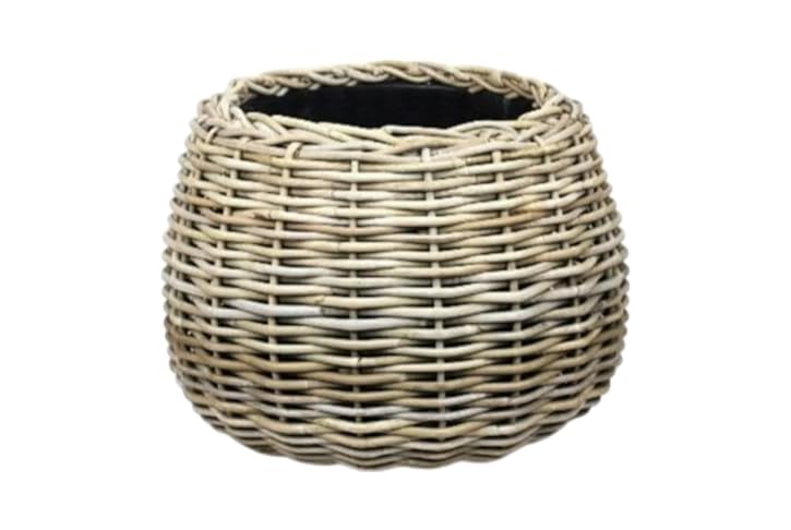 Klocke Dekorationsbedarf Rattan Pflanzkorb mit Einsatz - Handgeflochtener Pflanzkübel für Innen & Außen - Robuste Pflanzschale für Terrasse Garten & Wohnbereich - Naturlook ( 29 cm - H: 19 cm)