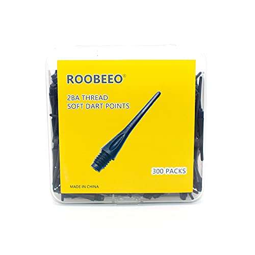 Roobeeo 2Ba Thread Plastic Tip Dart Points 300 Pack Soft Dart Tips Replacement Dart Accessories-Black #TOP6