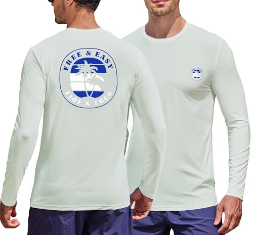 ERECT PEAK Mens Fashion Stylish Shirts Sport Classic Swimwear Lightweight Summer Slim Long Sleeve Swim Quick Dry Breathable Moisture Wicking UPF 50 Cooling Beach Reflective Strips Rash Guard Mint L