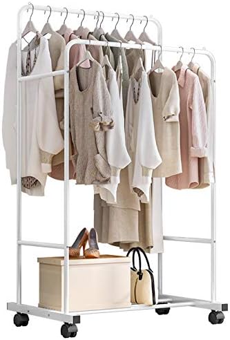 Amazon Arttranson ハンガーラック ダブル 衣類収納 物干し キャスター付き 高さ160ｘ幅80ｘ奥行51cm ホワイト 0y ハンガーラック オンライン通販