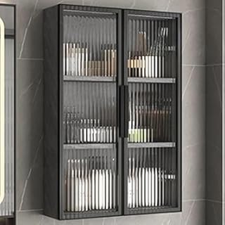 Modern Glass Wall Cabinet with 2 Doors - Stylish Storage for Kitchen, Ba...