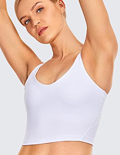 CRZ YOGA Sutiã esportivo feminino com decote em V, sutiã sem arame acolchoado para ioga, tops de tre
