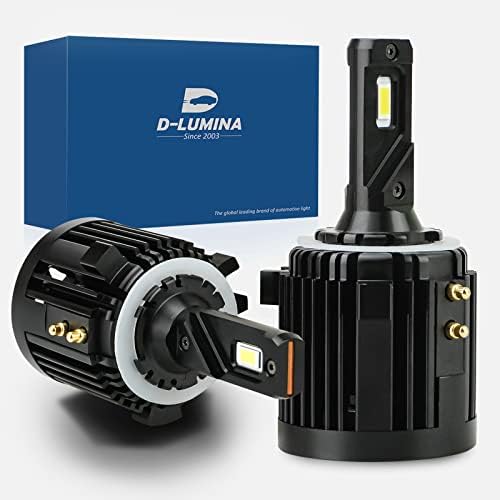 D-Lumina H1 LED Headlight Bulb, 2×45W 16000 Lumens 6500K 500% Super Bright White LED Headlight Conversion Kit, IP68 Waterproof, Plug and Play, External Driver, Canbus Anti-Radio Interference, 2 PCS