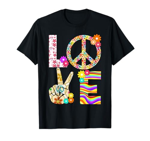 Love Peace Sign Hippie Groovy 60s 70s Party Outfit Retro T-Shirt