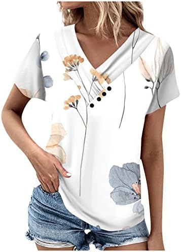 Business Plus Size Short Sleeve Pullover Women Vintage Festival Ruffle Polyester V Neck Lightweight Leopard Print Comfort Tshirt Womans White