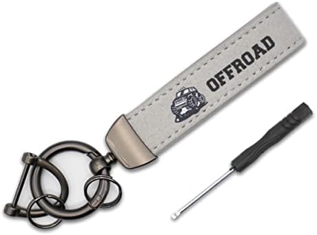 Premium Suede Keychain for Jeep with Beautiful Off-Road Design - Durable, Stylish Gift for Jeep Enthusiasts (Grey)