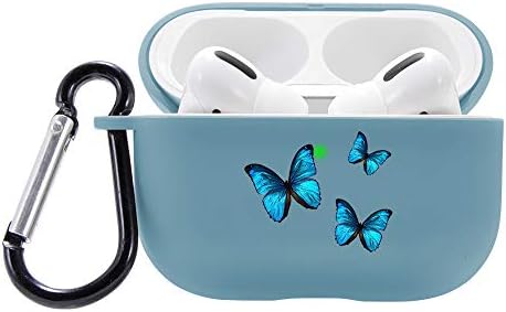 LuGeKe Cute Elephant Blue Case Cover for Airpods Pro with Keychain, Kawaii Lovely Animal Soft Shockproof Protective Airpods Pro Cases Cool Charging Case with Design for Boys Girls Lady Man Kids