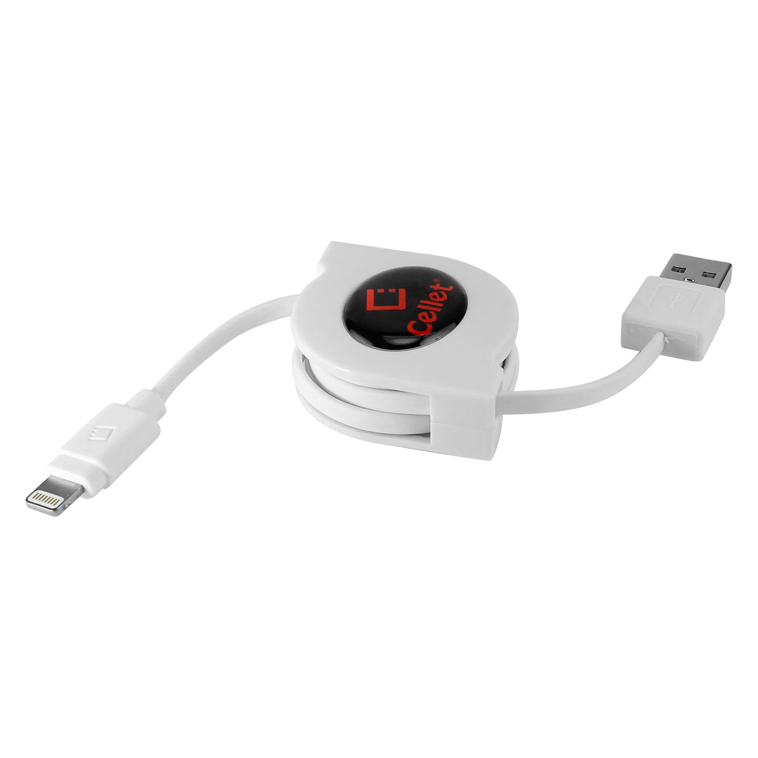 Cellet Retractable Lightning Cable, Charging Cord Compatible with Apple iPhone 14 Pro Max mini SE 13 12 11 Xs Xr X SE iPad Pro Air Mini 5,4 iPod Touch, (Apple MFI Certified Lighting Cable)