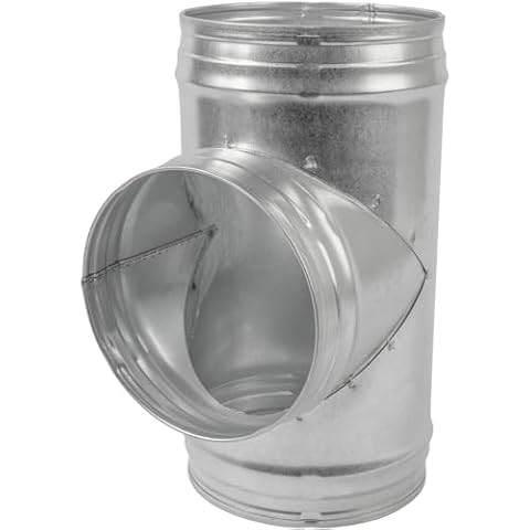 HVAC OV 8" Inch T-Joint - Metal for Round ducts - D200 - Galvanized Steel - 3 Way Duct Connector - Adapter - Flange - for Home or Industrial HVAC Ventilation Use Cover