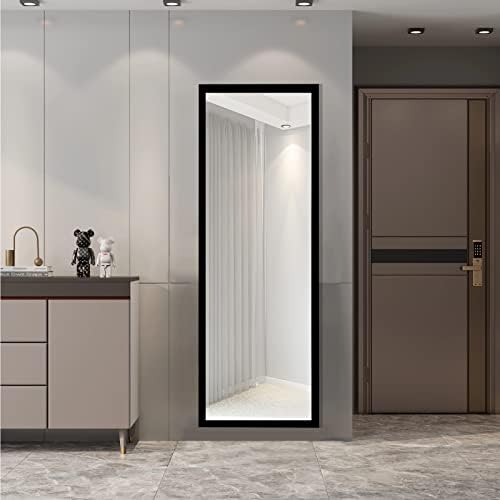 GONICVIN Full Length Mirrors, Standing Mirror with Black Frame for Hanging and Floor Standing, Large Full Body Mirror Decorative Mirror for Bedroom Bathroom Living Room (40x150cm, Rectangle)