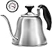 Chefbar Tea Kettles Stovetop with Thermometer Gooseneck Kettle Pour Over Drip Coffee Kettle for Stove Top, Home, Camping and Restaurant, Brushed Stainless Steel, 40 oz (1.2L)