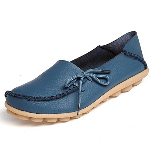 Fashion Brand Best Show Women Flats Cut-Outs Comfortable Casual Shoes Round Toe Loafers Moccasins Wild Breathable Driving Shoes (8, LightBlue2)