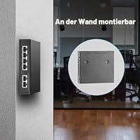 YuLinca 6-Port-Mini-PoE-Switch mit 4 PoE+-Ports, 2 Fast-Ethernet-Uplinks, 10/100 Mbit/s, 65 W 802.3af/at PoE, lüfterloser Plug-&-Play-PoE+-Netzwerk-Switch aus Metall – Ansicht 6