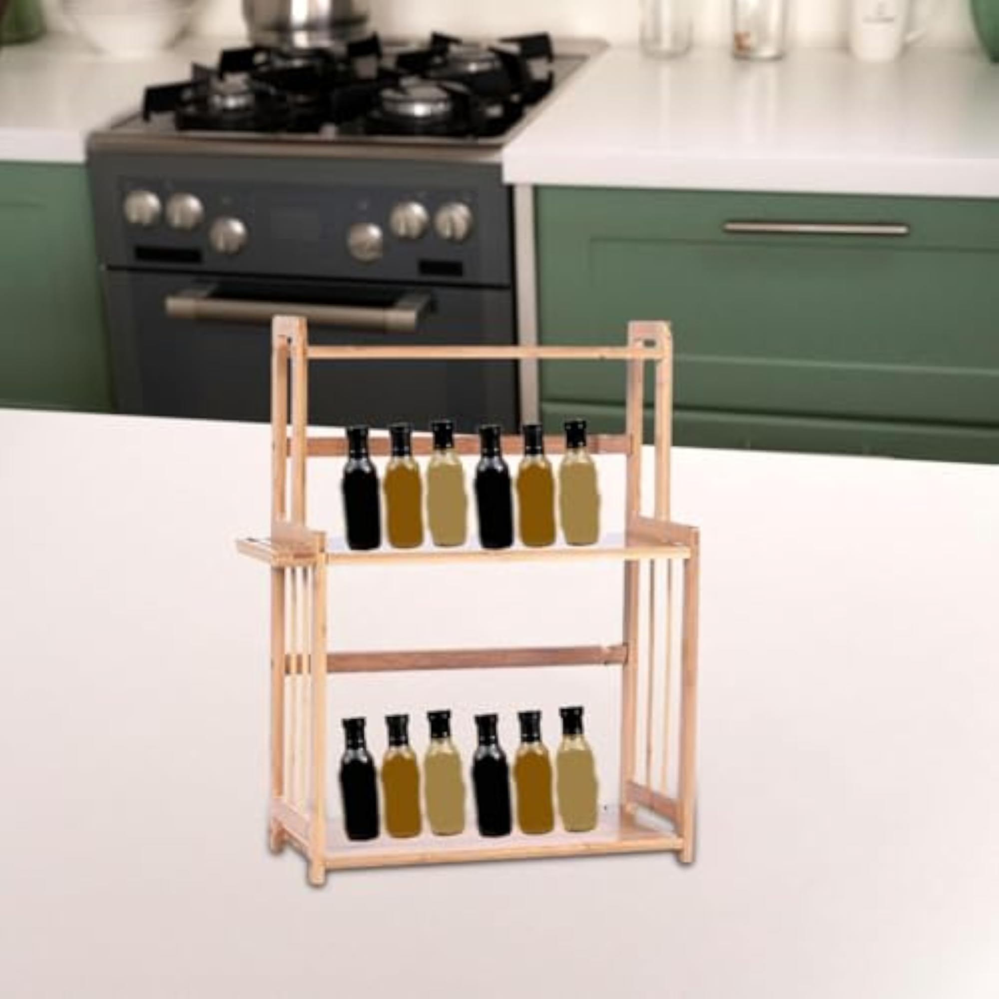 Multi-Tier Spice Rack Decor Counter Storage Shelf for Living Room