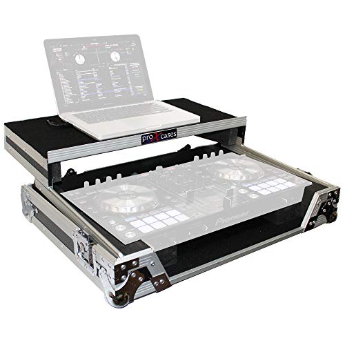 ProX Flight Case For Pioneer DDJ-RR & DDJ-SR2 With Sliding Laptop Shelf - Silver on Black Design - XS-DDJRRLT