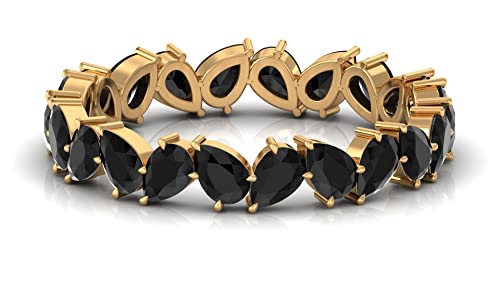 Real Black Onyx Eternity Ring For Her | Aaa Quality | Stackable Wedding Anniversary Band, 14K Yellow Gold, Size:us 6.00 #TOP14