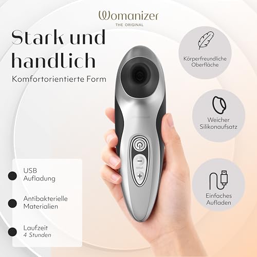 Womanizer Pro40 Klitoris Sauger Erotik Vibrator für Frauen Sex Spielzeug Dildo | Klitoris Stimulator Auflegevibrator mit 6 Intensitätsstufen | Leises Wasserdichtes Sexspielzeug für sie | Schwarz