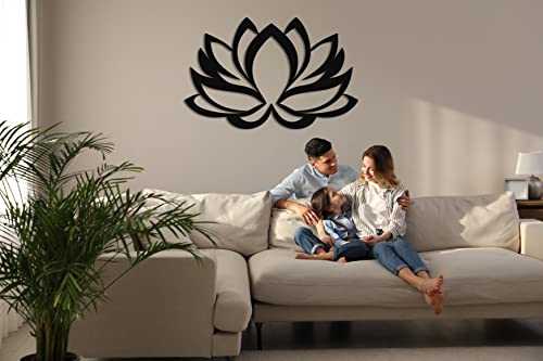 Dekadron Metal Wall Art - Lotus Flower - 3D Wall Silhouette Metal Wall Decor Home Office Decoration Bedroom Living Room Decor Sculpture (Black, 30" W X 20" H/75X51Cm) #TOP2