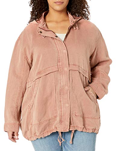Lucky Brand Women's Size Plus Hooded Jacket, Blush, 2X