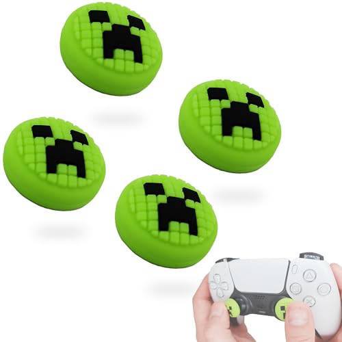 MatoSan® 4X Kappen Thumbstick Grip PS4 PS5 Zubehör für Playstation 5 Controller PS5 Controller Stick Joystick Aufsatz Silikon | Für Xbox One Series PS5 Edge Controller PS4 Zubehör im Minecraft Stil