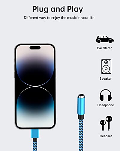 Image of iPhone Headphone Adapter, 2Pack Apple Dongle Lightning to 3.5mm Jack Converter Braided Audio Aux Cord Earbuds Splitter Adaptor Compatible with iPhone 14 13 12 11 Pro Max X XR XS SE 8 7 Plus iPad iPod
