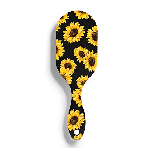 Yellow Sunflwer Nylon Hair Brush For Wet/Dry Hair Smoothing Massaging Detangling, Air Cushion Comb For Women Men Kid, Detangler For All Hair Types
