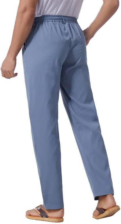 Miniatura 5 de Pantalones casuales de lino de algodón para hombre, pantalones sueltos de playa, pantalones largos de yoga ligeros