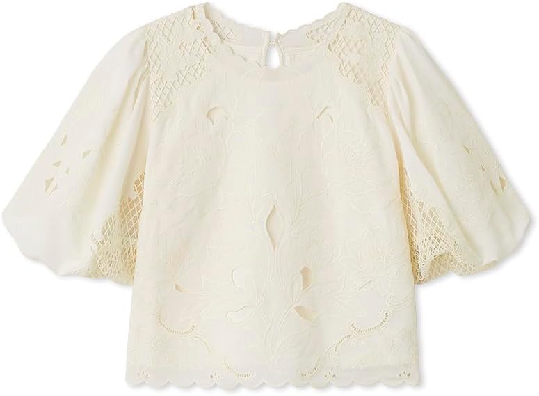 Amazon | [スナイデル] エンブロイダリーパフスリーブブラウス