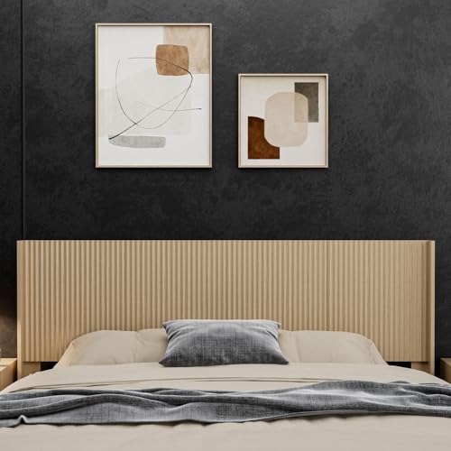 King Size Wood Headboard with Fluted Panels