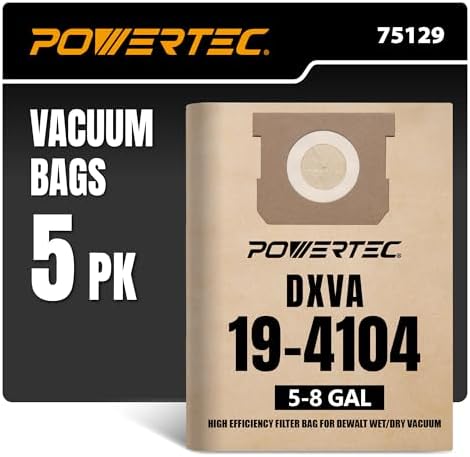 6-Pack DXVA19-4104 Vacuum Bags For DEWALT 5–8 Gallon Wet/Dry Vacs – Fits DXV05P, DXV05S, DXV06PL, DXV08S, High-Efficiency Filtration