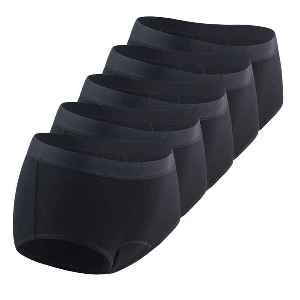 Biancheria intima per Il Ciclo Mestruale da Donna Mutandine Mestruali in Cotone Modal a Vita Media Anti-perdite Elasticizzate per Il Post-Parto Confezione da 5 Nero M