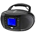 GRUNDIG GRB 3500 Radio Boombox portatile con Bluetooth, lettore CD integrato, porta USB 2.0, jack per cuffie da 3,5 mm, ricevitore FM con sintonizzazione frequenza PLL, 30 stazioni di memoria, nero immagine
