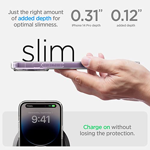 Image of Spigen Ultra Hybrid MagFit Back Cover Case for iPhone 14 Pro, MagSafe Compatible, Air Cushion Technology - Polycarbonate + TPU | White