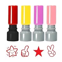 SGERUFZ 4 pezzi timbri insegnante autoinchiostranti lode incoraggiamento bambini valutazione incentivo motivazione timbri cartone animato lode sigillo incoraggiamento cappucci in colore casuale