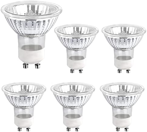 GU10 Halogen Spotlight bulbs 50W 230V 2700K Warn White Dimmable, 500LM MR16 Spotlight Bulbs 2 Pin, Downlight GU10 Halogen Bulb For Cabinet Lighting, Recessed Lighting, Exhibition Lighting, Pack of 6