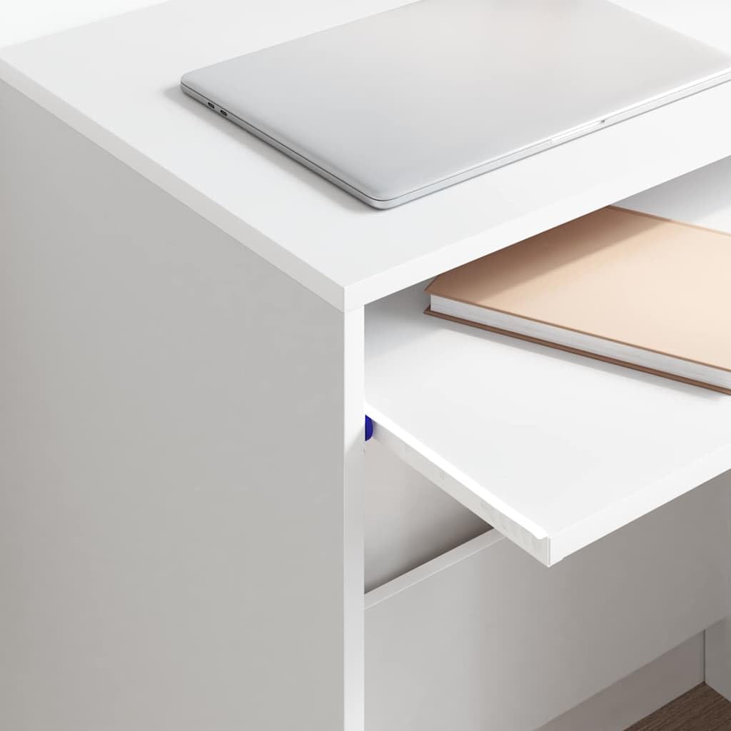 Computertisch Home Office Schreibtisch Holzwerkstoff 77,5 x 43 x 79 cm mit Regalbrettern und strukturierter Oberfläche, Stabiler Rahmen für Bürogeräte, pflegeleicht