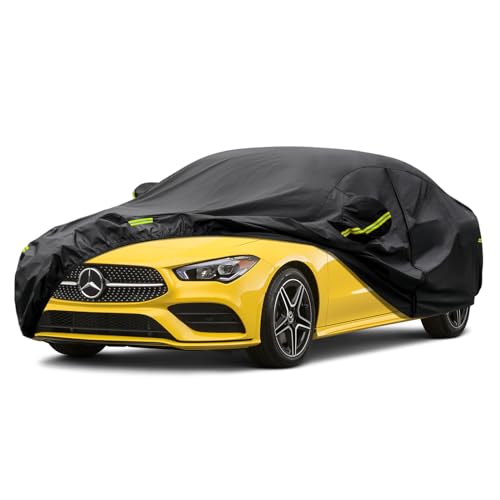 Image of Kaugung 7 Layers Car Cover Custom Fit Mercedes-Benz CLA Class CLA180 200 250 35 45 Sedan 2013-2025, Waterproof Car Cover All Weather for Automobiles Outdoor, Sun Rain Dust Snow Protection.Black