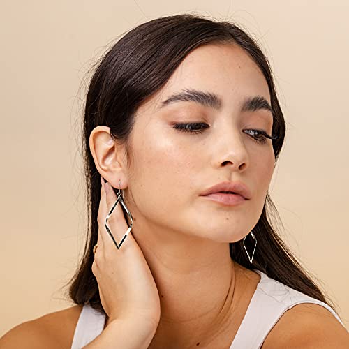 Pavoi 14K White Gold Plated Infinity Sterling Silver Post Hoop Earrings For Women #TOP3