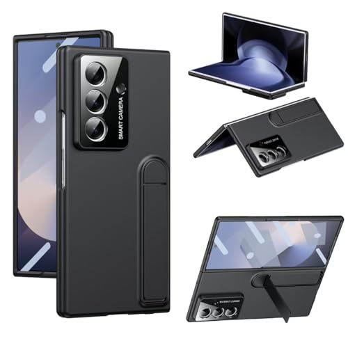 Image of amazon basics for Samsung Galaxy Z Fold 6 Case with Kickstand, [Compatible with Magsafe], Integrated Hinge Protection, Slim Fit Back Cover - Black