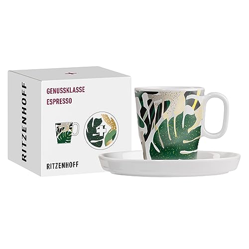 RITZENHOFF 3721004 Espresso-Tasse 95 ml - Serie Genussklasse Nr. 4 - Set mit Untertasse, aus Porzellan - Designerstück