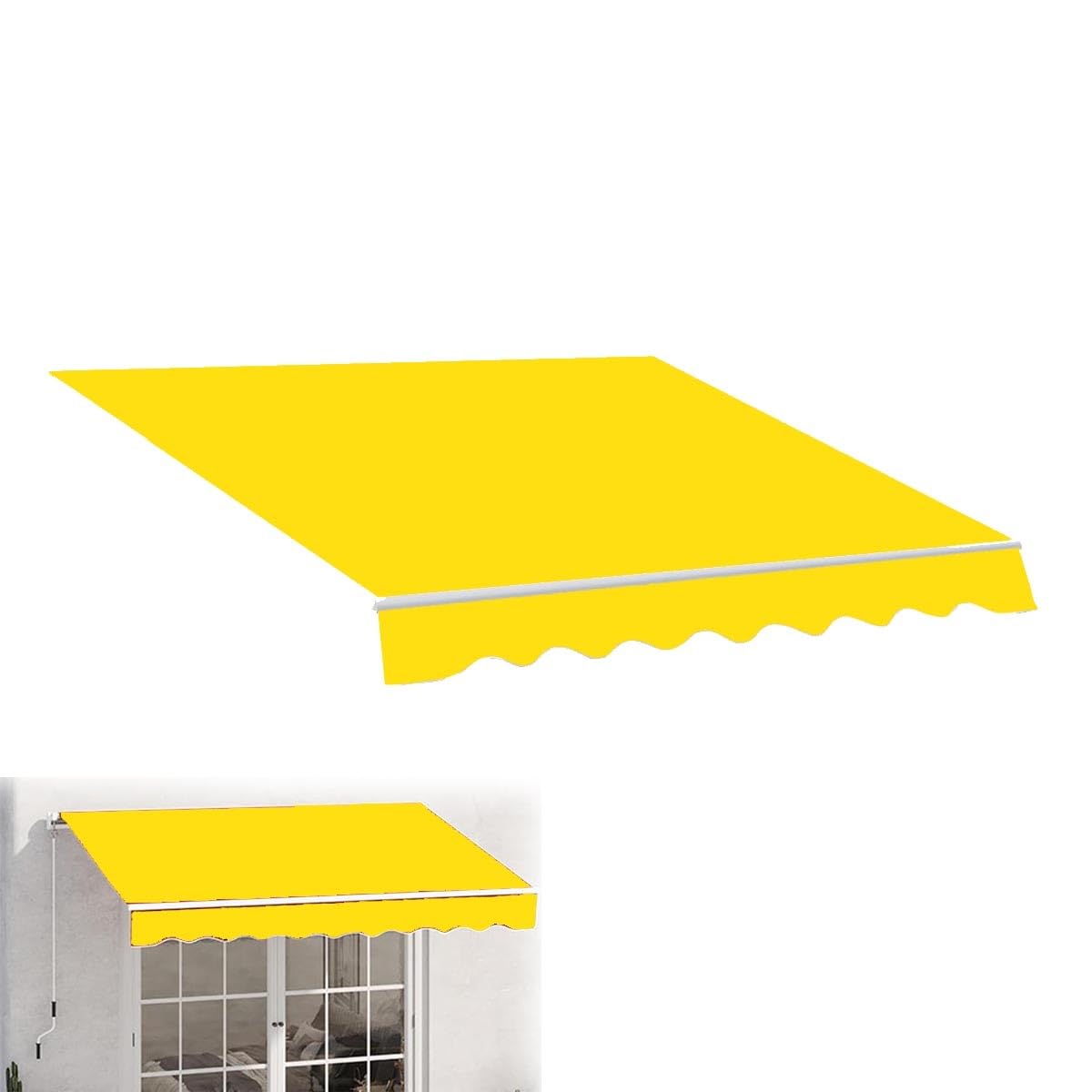 Czyzmdd Amarillo Retractable Patio Awning Yellow Fabric 15X6.5 Ft Uv Protection Valance Waterproof Perfect For Garden Terrace Balcony Outdoor Shade Solution