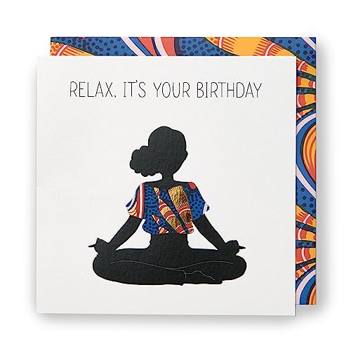 Kindred Afro Touch Geburtstagskarte Für Sie – Westafrikanisches Design Mit Yoga-Frauen, Goldfolie, Inkl. Umschlag