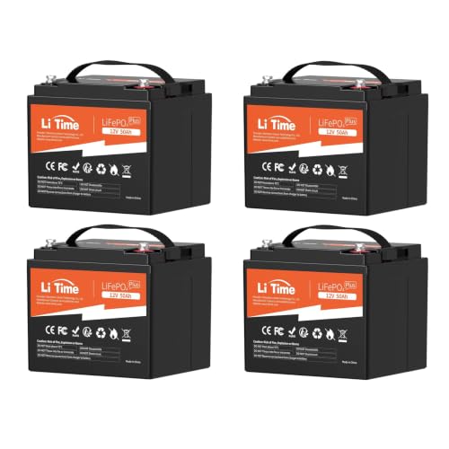 Image of LiTime 12V 50Ah LiFePO4 Trolling Motor Battery for RV Solar Camper-4Pack