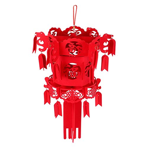 Gavigain Chinese Lantern, DIY Felt Red Fu Puzzle Lantern Pendant Home Garden Decorations for Festival