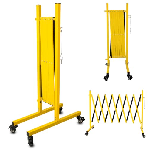 Barricada de seguridad expandible de 335 cm, plegable, barrera móvil con ruedas, valla de control de tráfico ajustable para construcción de carreteras, piscinas y eventos (3 juegos)